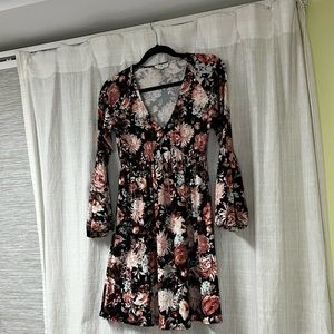 Black floral mini dress